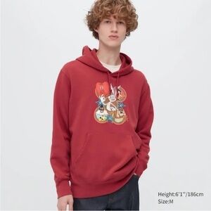 UNIQLO x LOONEY TUNES WB Long Sleeve Sweat Pullover Red Hoodie‎ Size XL